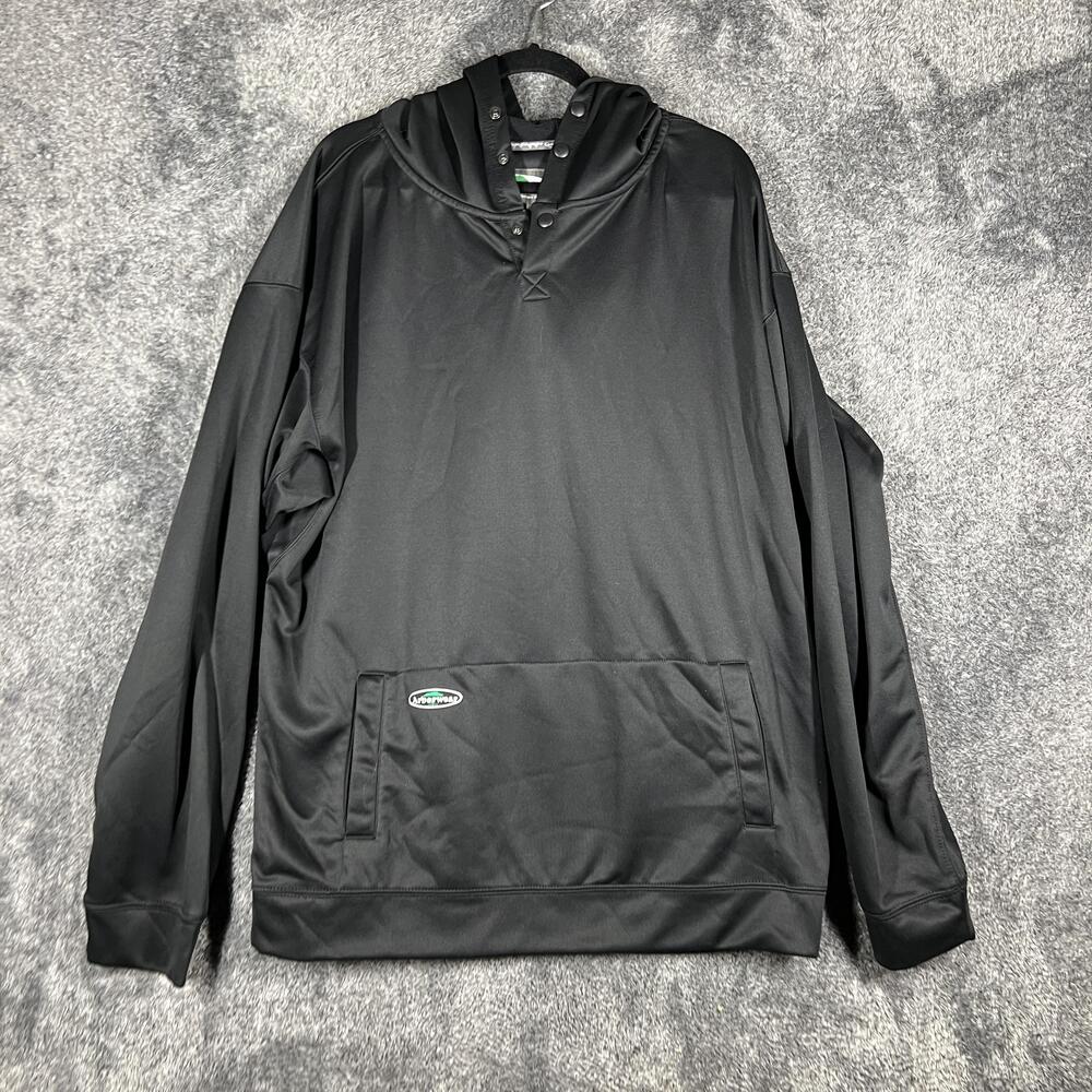 Arborwear Hoodie Mens 2XL Black Pullover Hooded Pockets Snap Logo Fleece Relaxed
